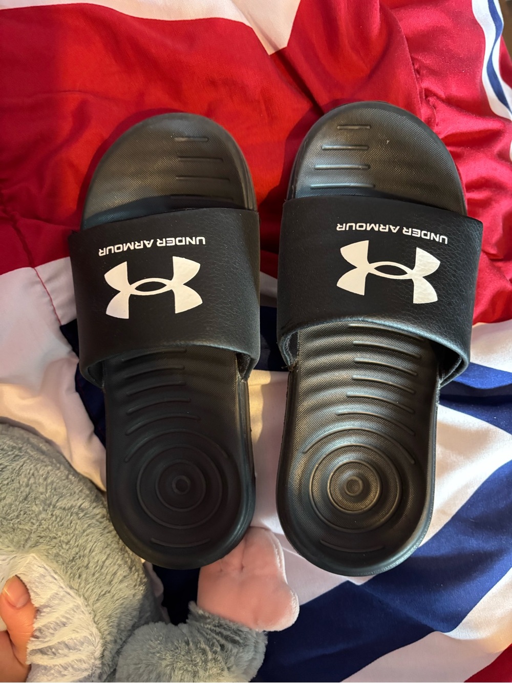 Under Armour Black Slides with White Logo